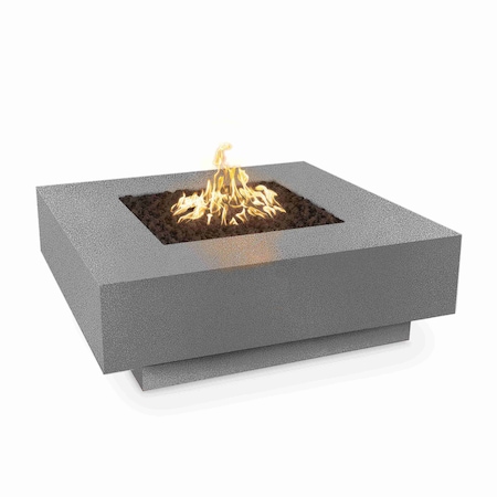 The Outdoor Plus 60 Square Cabo Fire Pit, Powder Coated Metal, Silver Vein, Play Electronic Ignition, Liquid Propane OPT-CBSQ60PCEKIT-SLV-LP
